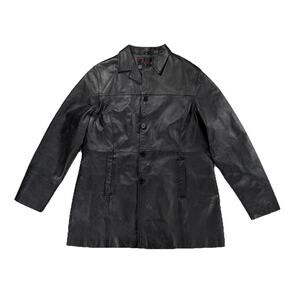 Phase 2 XXL Leather Coat Black Removable Quilted Liner Distressed Biker Western